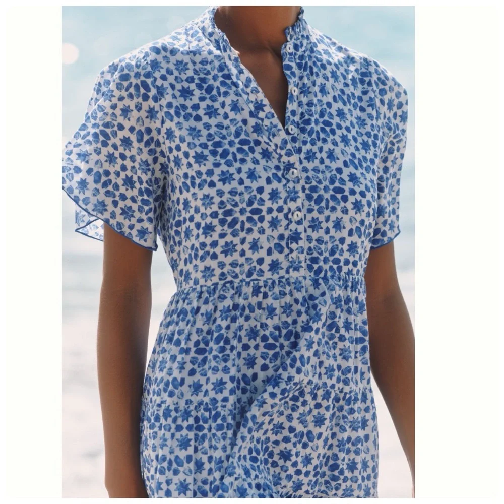 NWT Anthropologie Ro's Garden Vibeka Short-Sleeve Cotton Mini Dress, L - Picture 1 of 14